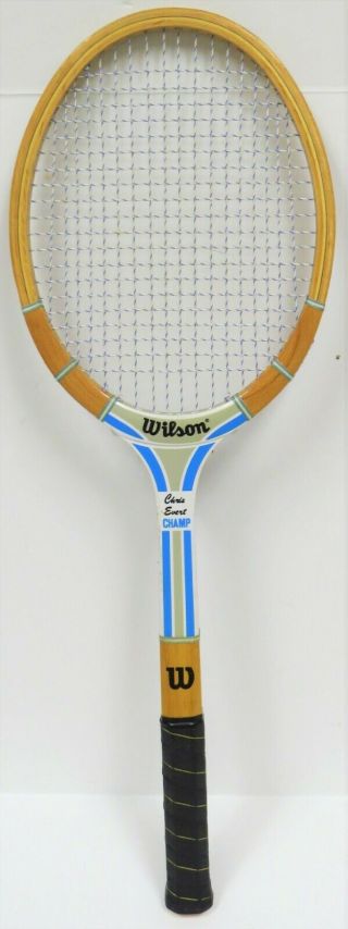 Wilson - 4 Vintage Wooden Tennis Rackets - - Chris Evert Champ,  Jimmy Connors 5