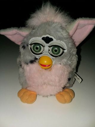 Vintage Furby 1998 Pink Belly Grey With Leopard Spots Good 70 - 800