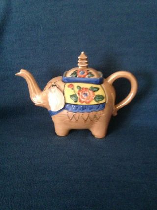 Vintage Japan Teapot Elephant Orange Lusterware