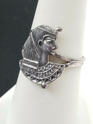 Vintage Sterling Silver 925 Egyptian Revival Ring Sz 6 (3.  1 G)