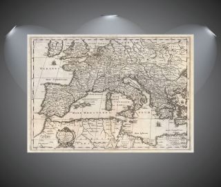 Vintage World Map Of Europe Poster Art Print - A0 A1,  A2,  A3,  A4 Sizes