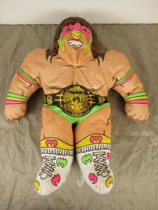 Vintage 1990 Wwf Ultimate Warrior Wrestling Buddies Tonka 22 " Pillow Stained