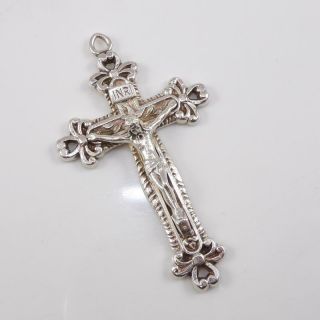Vintage Sterling Silver Cross Religious Crucifix Jesus Pendant Ldj3