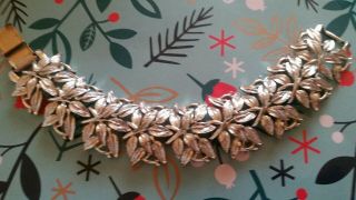 Vtg.  Coro Pegasus Textured Layered Chunky Wide Leaf Leaves Bold Bracelet