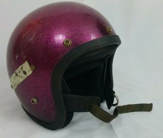 Vintage Arctic Cat Purple Sparkle Metalflake Snowmobile Helmet Sz Small - Medium?