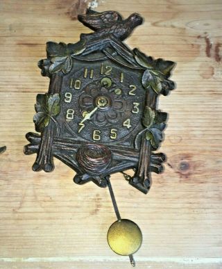 Vintage Lux and Keebler Metal & Resin Type Miniature Wall Clocks with Chimes 3