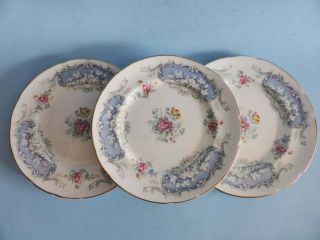 Paragon Dubarry Cake Plates,  Set Of 3 Vintage Floral Side Plates,  1950s,  England