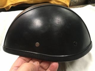 Vintage Motorcycle Helmet Black Leather.  Size Large.