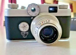 Vintage Argus C - Four C4 35mm Camera W/ Cintar 50mm 2.  8 Lens & Leather Case