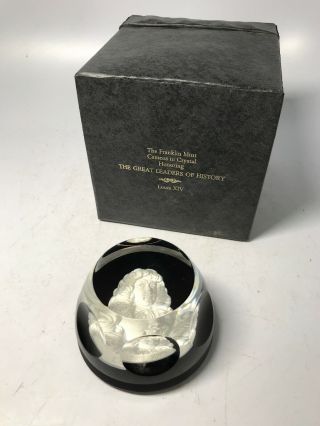 Vintage Signed Baccarat Crystal Paperweight Louis Xiv Cameo W/ Box