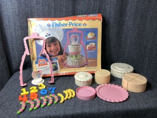 Vintage 1987 Fisher Price Fun With Food Create - A - Cake W/ Box - Missing One Piece