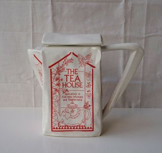 Vintage The Tea House Paper Bag Teapot Sunshine Ceramics 1987 England As Found