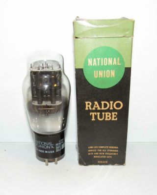 Nib National Union 2a3 Black Plate Amplifier Tube.  Tv - 7 Tests Nos.