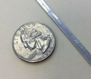 Vintage Sterling Silver 925 Chunky & Long Herringbone Necklace 30 