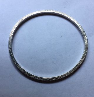 Vintage Sterling Silver Narrow Patterned Large Size Bangle Bracelet