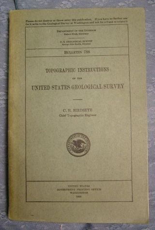 1928 Topographic Instructions Of The United States Geological Survey Vg