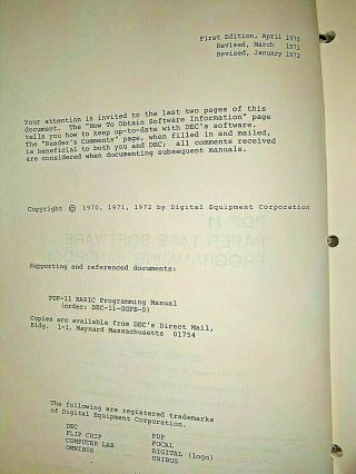 DEC PDP - 11 PAPER TAPE SOFTWARE PROGRAMMING HANDBOOK 3