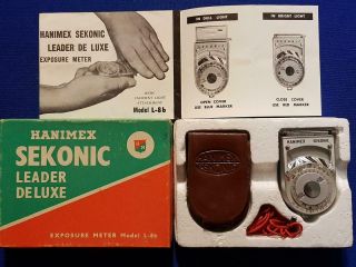 Vintage Hanimex Australia Sekonic Leader Deluxe Exposure Meter Model L - 8b As