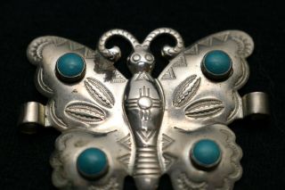 Vintage Native American Silver Turquoise Butterfly Bolo Tie