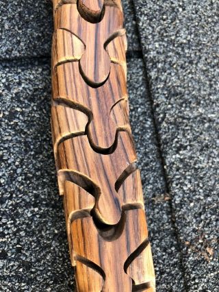 Vintage 1994 Hand Carved 26” Signed Wooden Snake Jointed Awesome 7