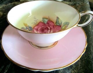 Vintage Handpainted Pink Paragon Cabbage Rose Teacup & Saucer No Res