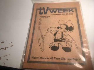 Vintage December 22 - 28,  1968 Mickey Mouse Tv Week Guide