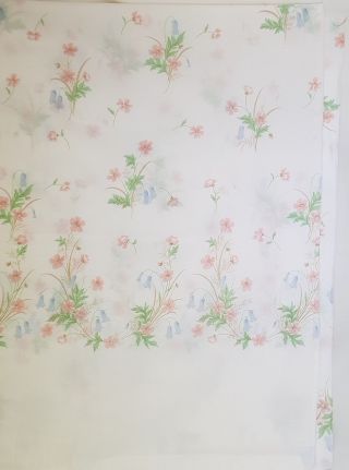 Vintage 80s Floral Double Bed Quilt Cover Shabby Chic Cottage Retro Material 3