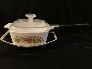 Vintage Corning Ware Spice Of Life A - 1 1/2 - B Casserole W/ Lid,  Cradle,  & Handle