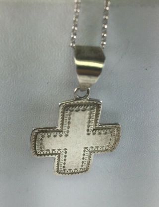 Vintage Sterling Silver Hand Tooled Cross Pendant Size 1.  5” P83