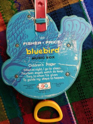 Fisher Price Blue Bird Music Box Vtg 1968 Pull String Player 5