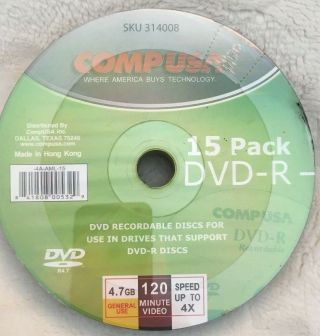 Dvd - R 15 Pack Recordable Discs 4.  7gb 120 Minute Video 4x Speed 31408