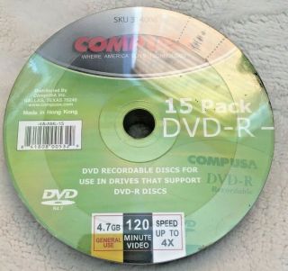 DVD - R 15 Pack Recordable Discs 4.  7GB 120 Minute Video 4x Speed 31408 2
