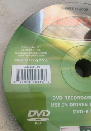 DVD - R 15 Pack Recordable Discs 4.  7GB 120 Minute Video 4x Speed 31408 3