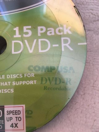 DVD - R 15 Pack Recordable Discs 4.  7GB 120 Minute Video 4x Speed 31408 5