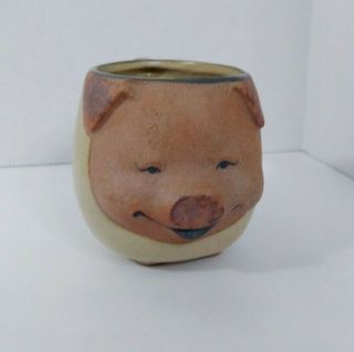 Uctci Japan Stoneware Pottery Pig Face Coffee Mug Cup 3d Vintage 2 Of 2