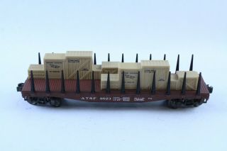 Vintage Lionel O Gauge No.  6 - 9823 Santa Fe Flat Car W/ Crate Load