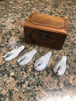 Small Wooden Duck Decoys Canvasback Set Of 4 In A Box