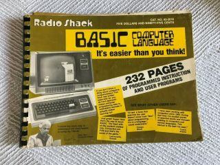Radio Shack Basic Computer Programming Language Book 1978 David A.  Lien Trs - 80