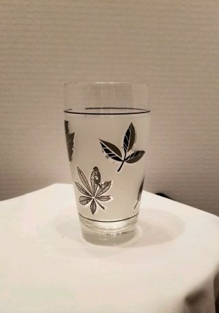 6 Vintage Libbey Silver Leaf Frosted Tumbler Drinking Glasses