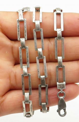 Mexico 925 Silver - Vintage Minimalist Open Square Link Chain Necklace - N2145