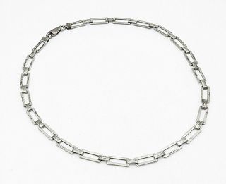 MEXICO 925 Silver - Vintage Minimalist Open Square Link Chain Necklace - N2145 2