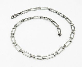 MEXICO 925 Silver - Vintage Minimalist Open Square Link Chain Necklace - N2145 4