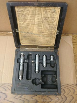 Vintage Lufkin Rule Co Inside Bore Micrometer Partial Set W/ Wood Case