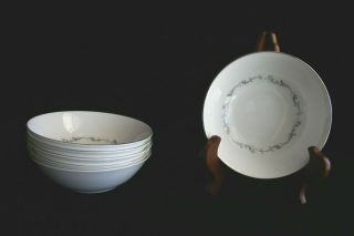 6 Vintage Royal Doulton Coronet Silver Fine Bone Porcelain 5.  25 " Berry Bowl Euc