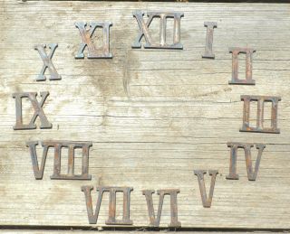 6 Inch Rough Rusty Metal Vintage Roman Numeral Number Full Clock Face Set (1 - 12)