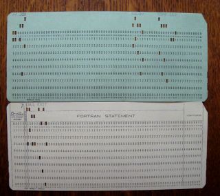 5 Ibm Computer Fortran Statement Punch Cards Punched Green And Buff