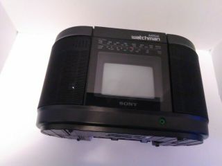 Vintage SONY FD - 555 Mega Watchman B&W TV / Radio (AM/FM) / Cassette Player 2