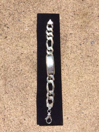 Vintage Sterling Silver.  925 Bracelet Figaro 115 Grams 8 3/4inches