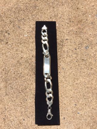 Vintage Sterling Silver.  925 Bracelet Figaro 115 Grams 8 3/4inches 2
