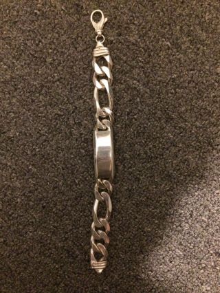 Vintage Sterling Silver.  925 Bracelet Figaro 115 Grams 8 3/4inches 4
